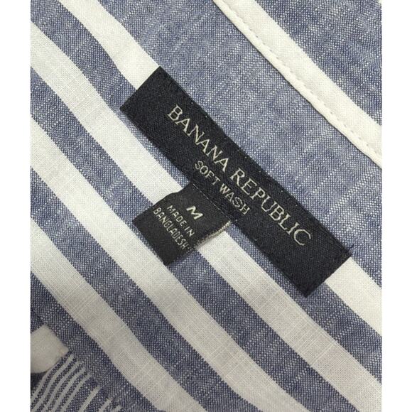 Banana Republic Womens Shirt Medium Blue White Stripe Soft Wash Button Up Cotton - Picture 5 of 6